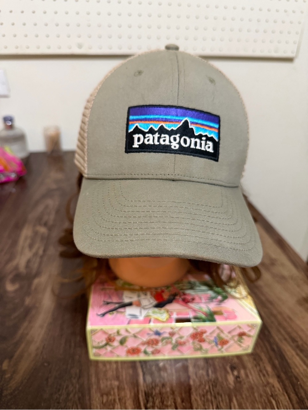 Patagonia Olive and Beige Trucker Hat with Multicolor Patch - Picture 2 of 8